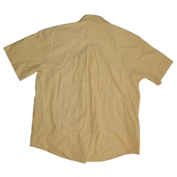 Mens LL Bean Yellow Button Up Collared Chest Pocket Short Sleeve Shirt SZ Large - Picture 2 of 9